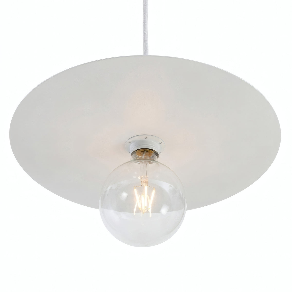 Paralume disco piatto in ferro Ø 40 cm per portalampada E27 — Bianco