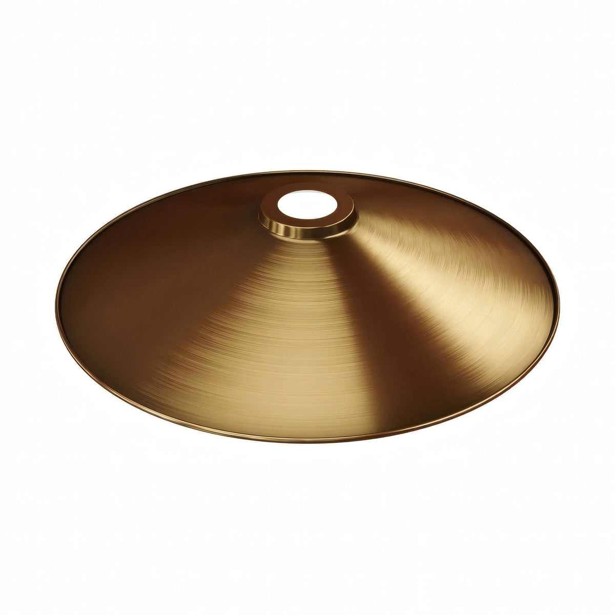 Paralume piatto smaltato Ø 30 cm per portalampada E27 — Bianco e bronzo satinato