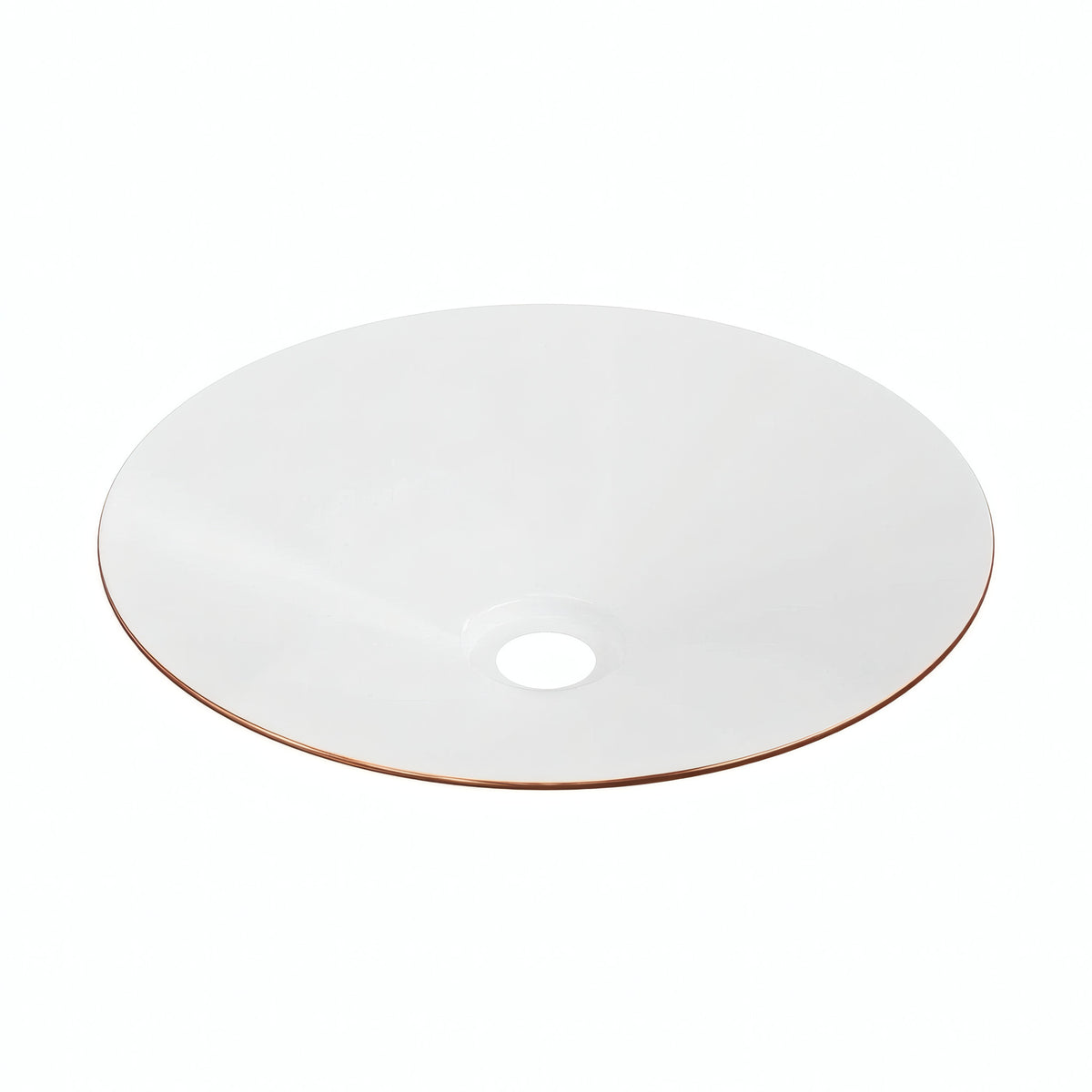 Paralume piatto smaltato Ø 30 cm per portalampada E27 — Bianco e rame satinato