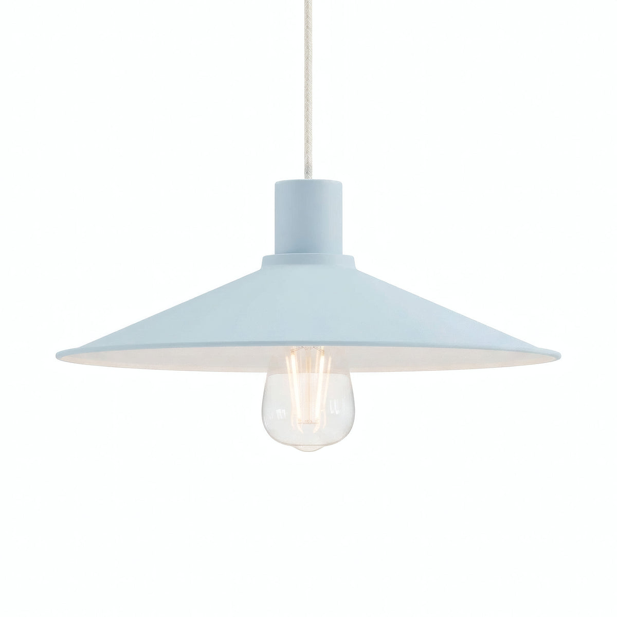 Paralume piatto smaltato Ø 30 cm per portalampada E27 — Azzurro cielo