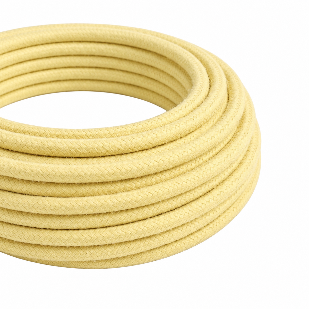 Cavo elettrico tessile rotondo, cotone giallo pastello — vista 1