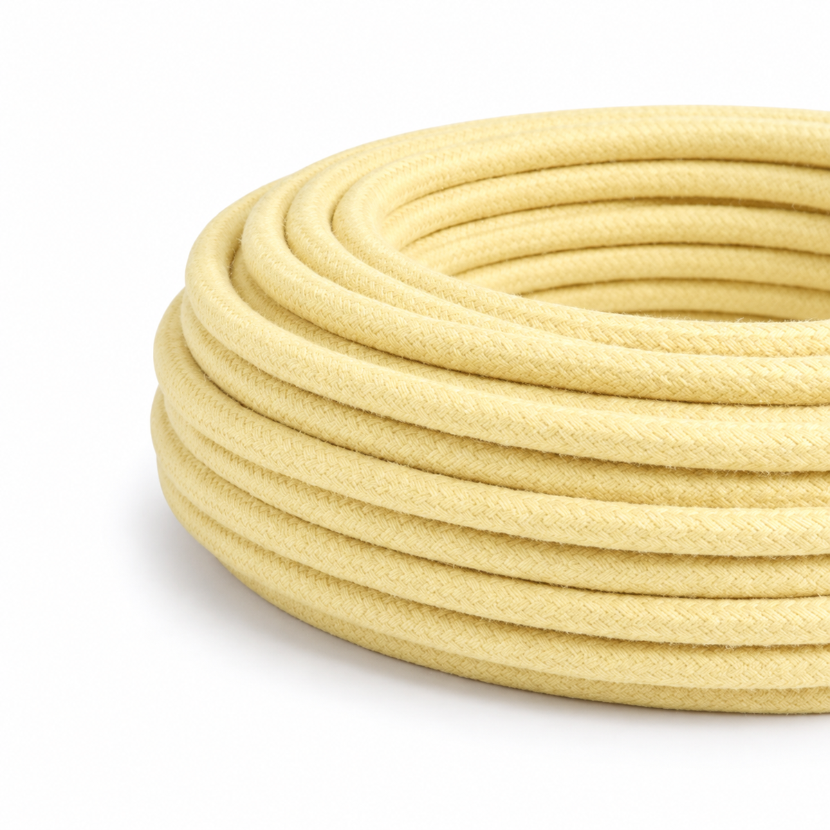 Cavo elettrico tessile rotondo, cotone giallo pastello — vista 3