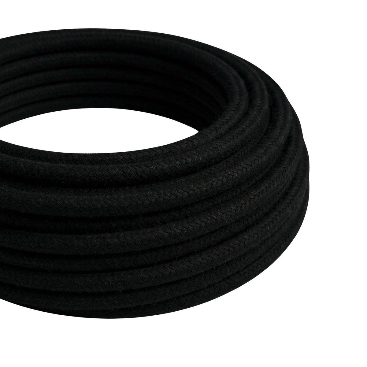 Cavo tessile rotondo in cotone – Nero carbone