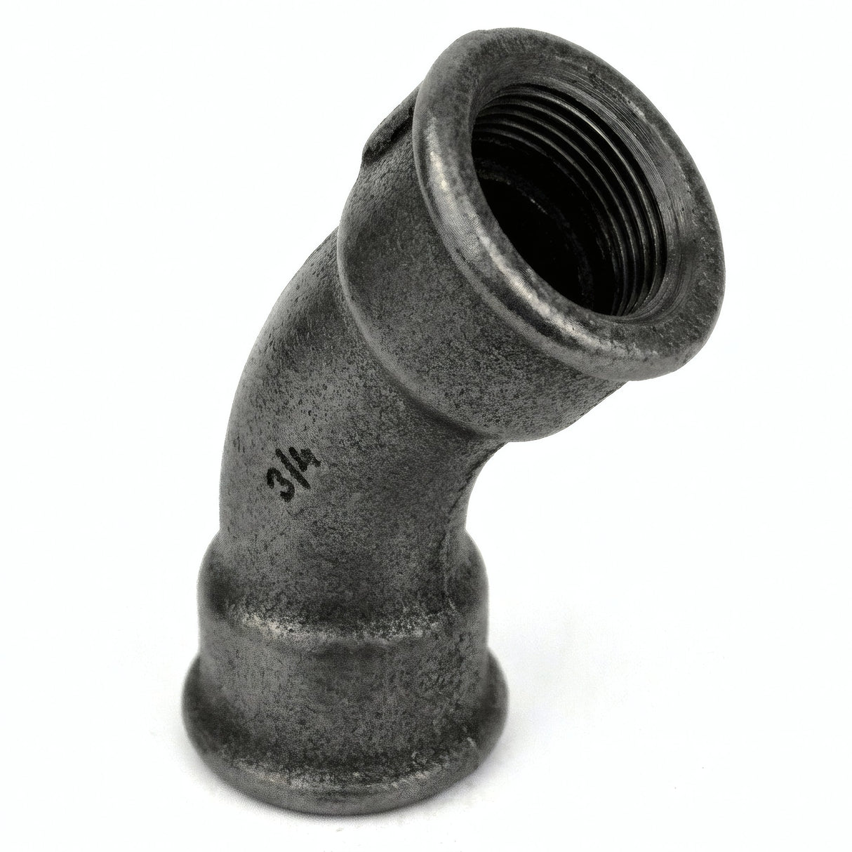 Coude grand rayon 45° F/F fonte noire - photo produit fond blanc 3