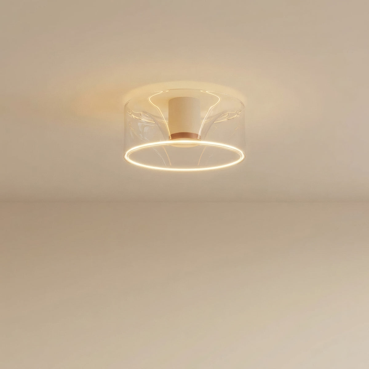 Lampadina LED donut E27 in vetro trasparente, Ø 195 mm, a soffitto, luce calda diffusa