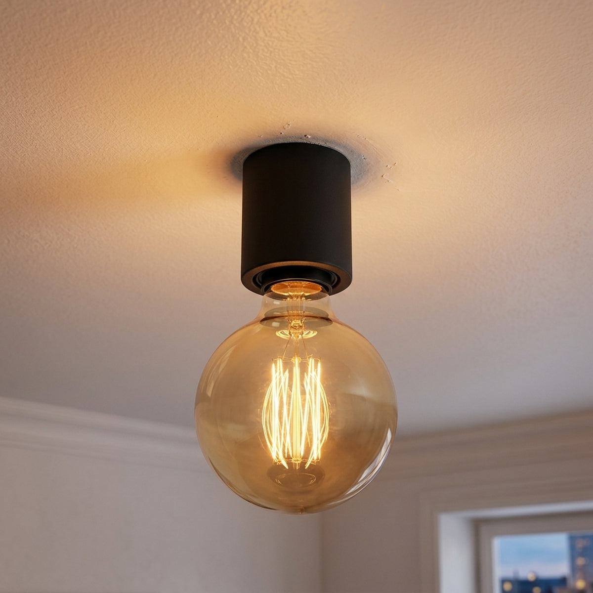 Portalampada E27 a parete o soffitto stagno IP44 — Nero