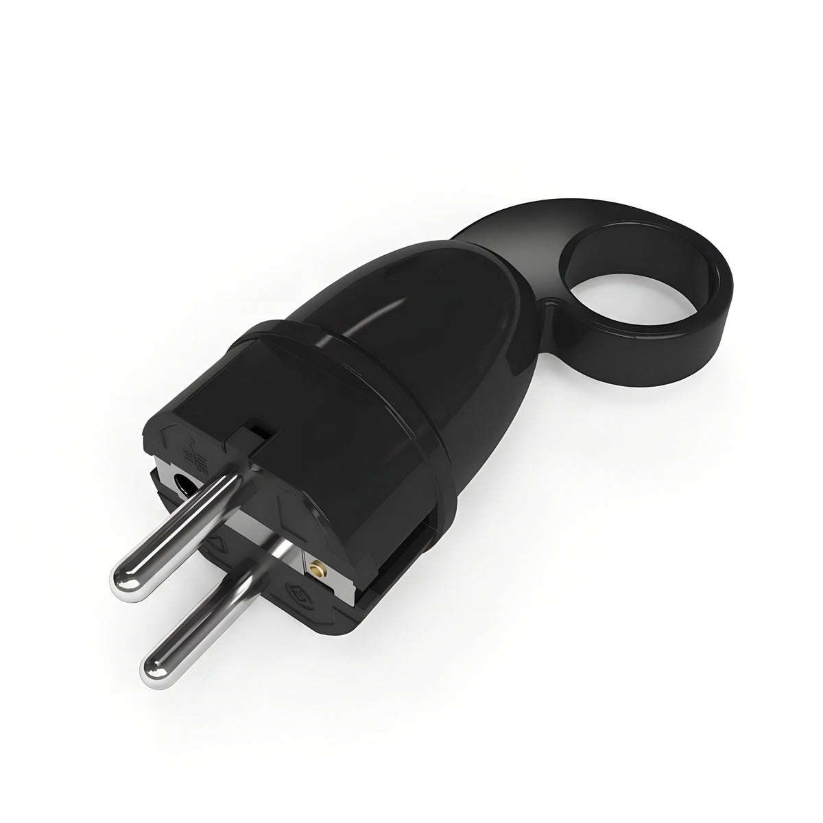 Spina maschio Schuko con anello estrattore — Nero