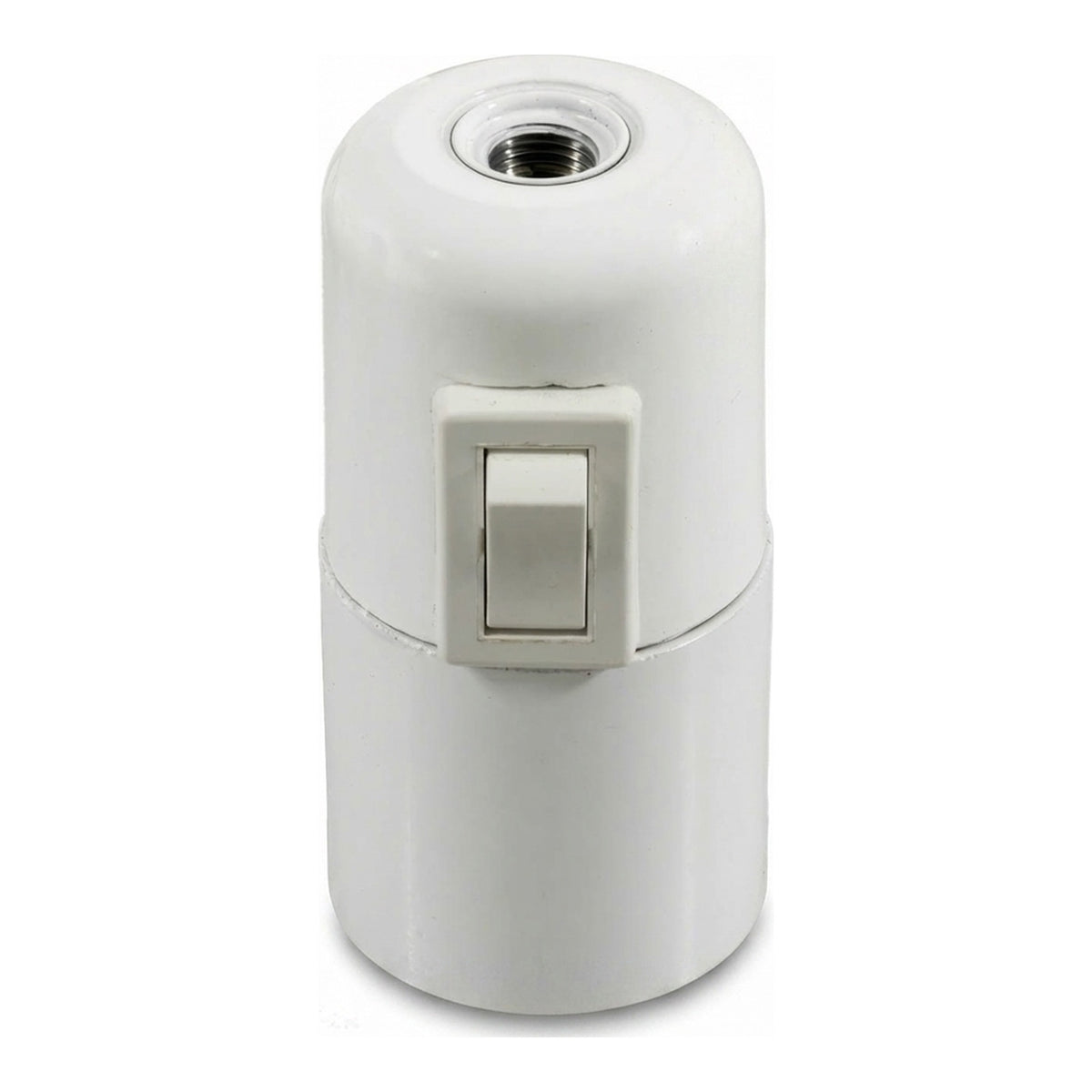 Portalampada E27 in bachelite con interruttore — Bianco