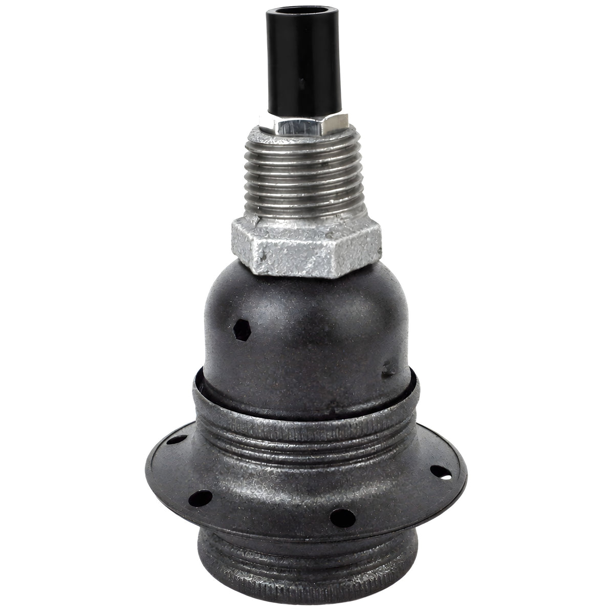 Kit portalampada E27 in metallo opaco grigio su raccordo 1/2'' (15x21mm) maschio in ghisa zincata