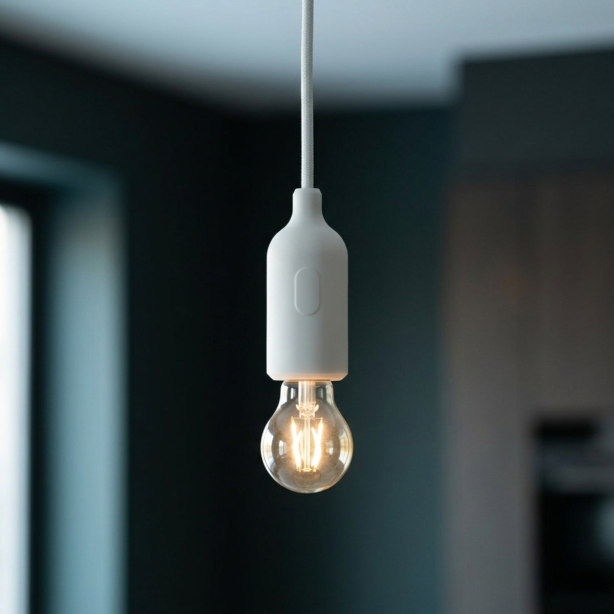 Portalampada E27 in silicone con interruttore — Bianco
