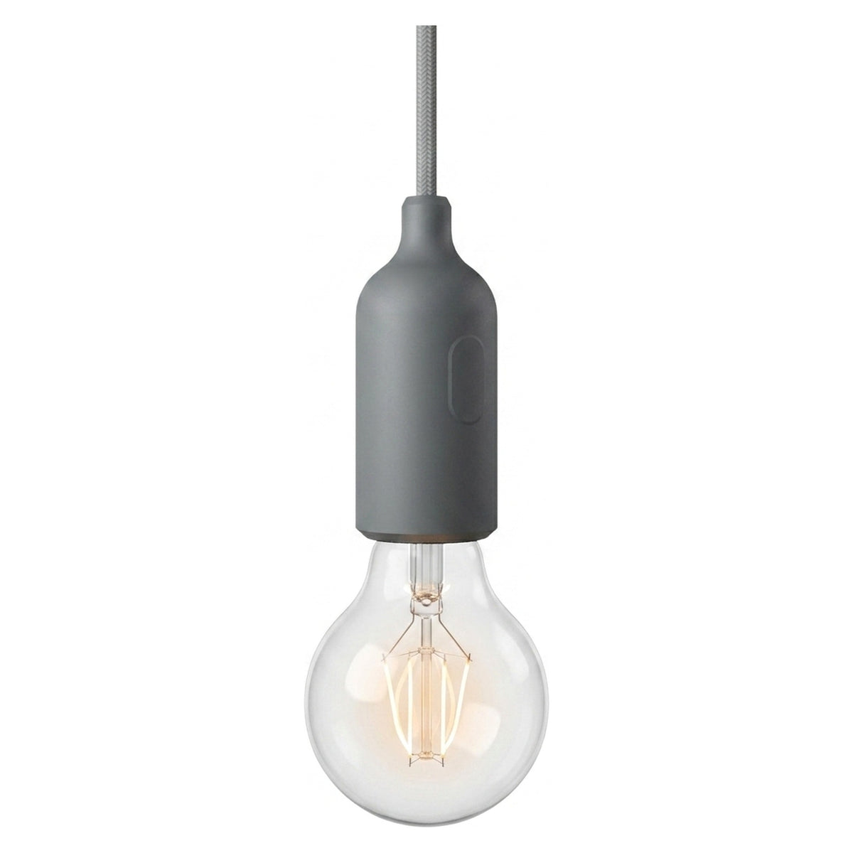 Portalampada E27 in silicone con interruttore — Grigio