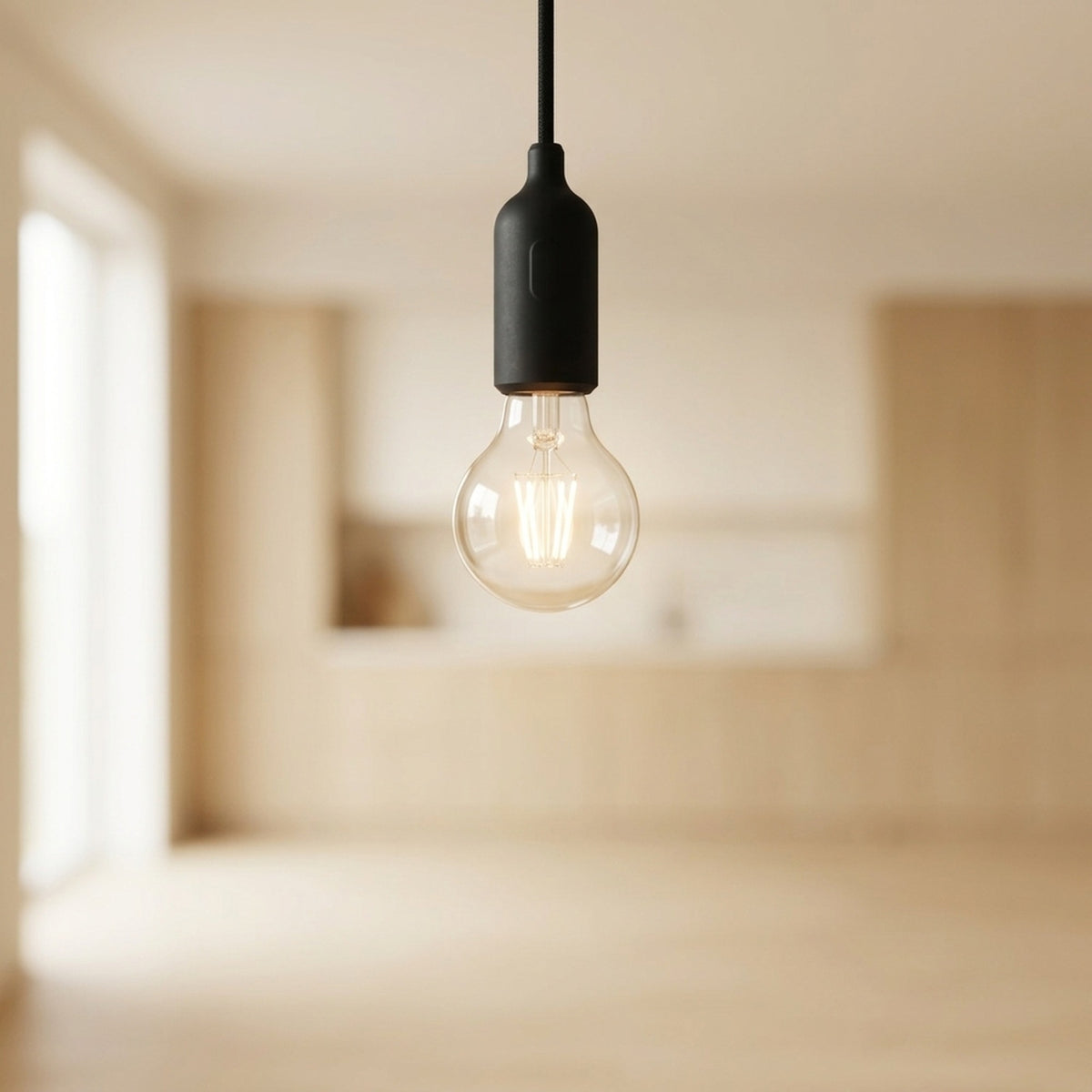 Portalampada E27 in silicone con interruttore — Nero