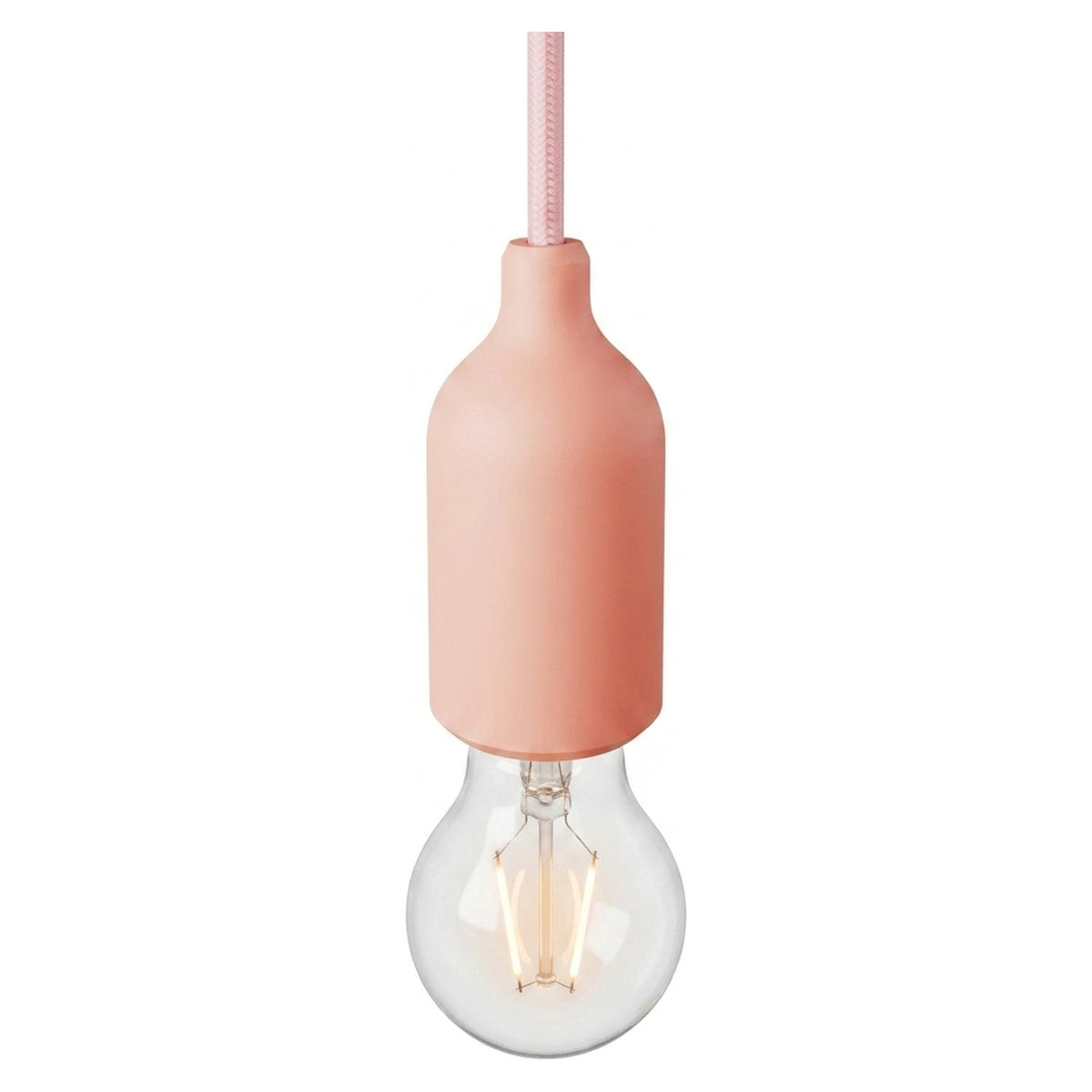 Portalampada E27 in silicone con serracavo nascosto — Salmone
