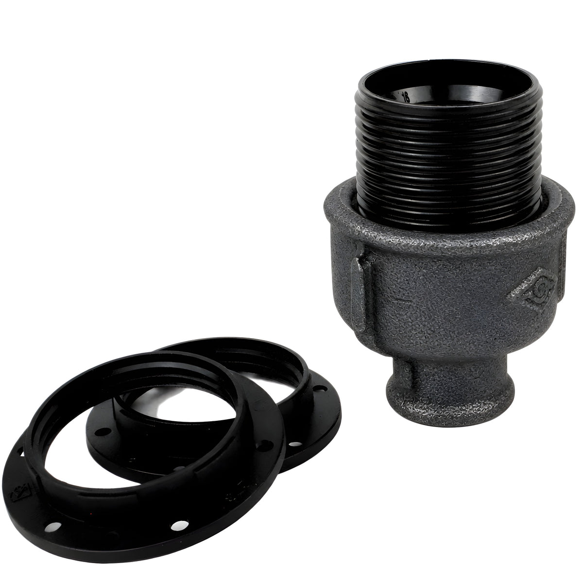 Kit portalampada E27 in bachelite su raccordo 1/2'' (15x21mm) femmina in ghisa nera economica
