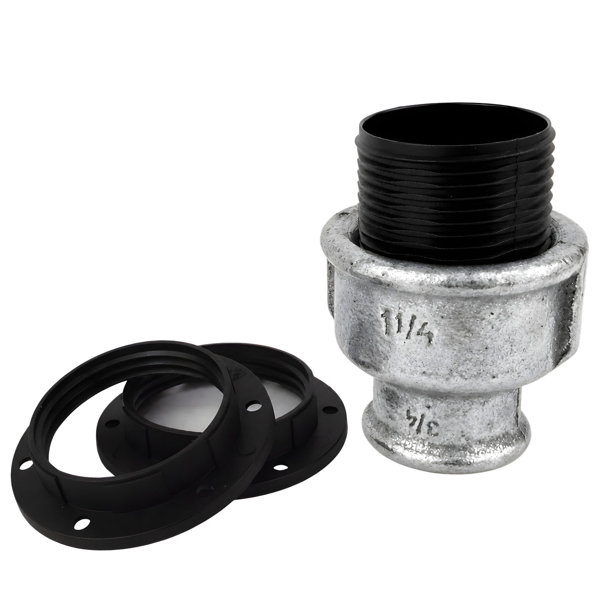 Kit portalampada E27 in termoplastica su raccordo femmina in ghisa zincata