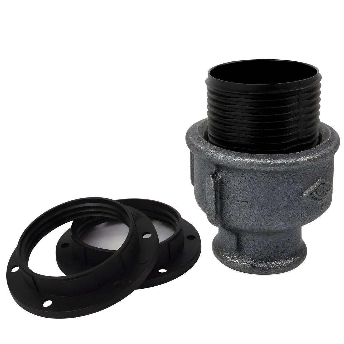 Kit portalampada E27 in termoplastica su raccordo femmina in ghisa nera economica