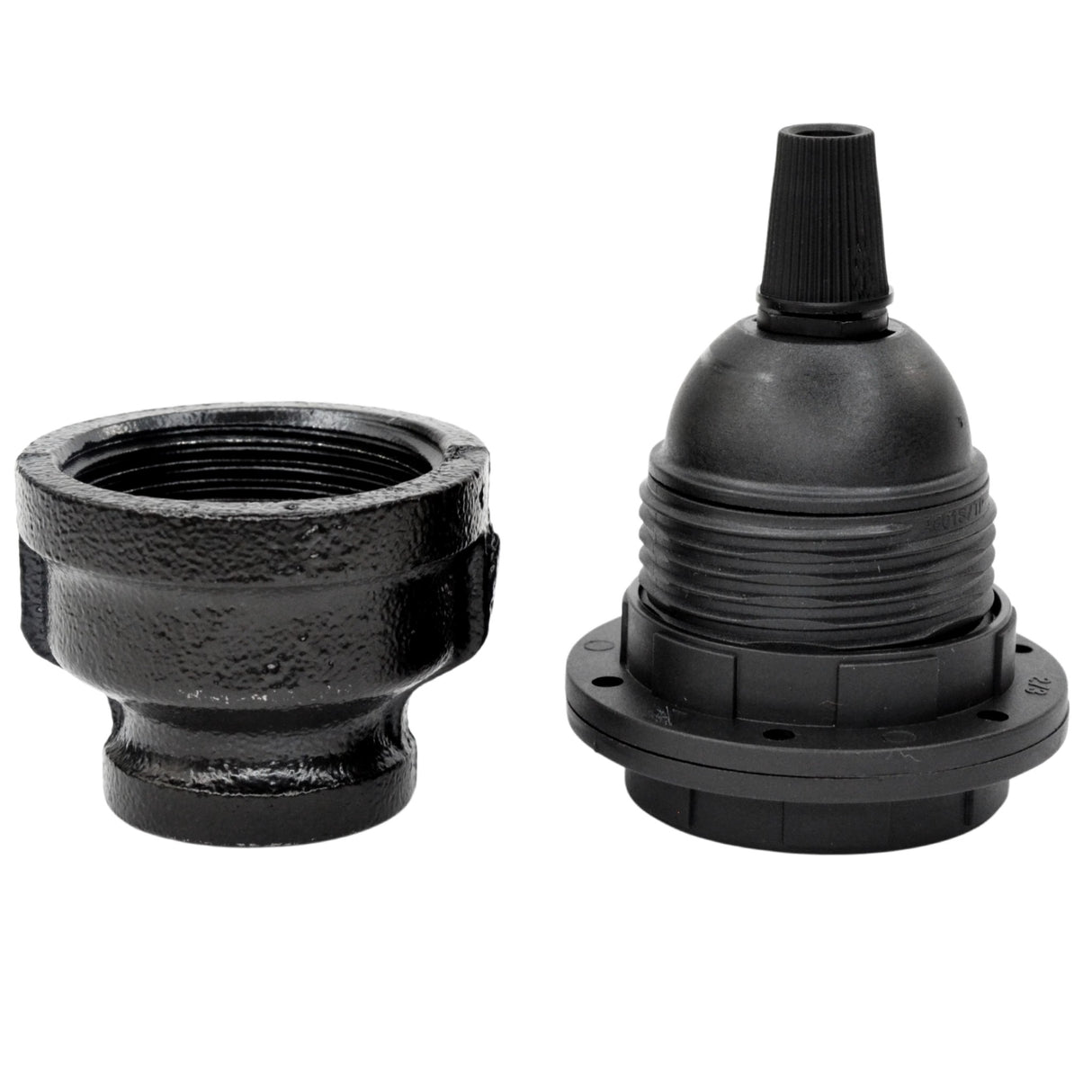 Kit Portalampada E27 Termoplastico su Raccordo – decorazione – vernice nera - kit portalampada per lampada industriale fai-da-te - vista 4