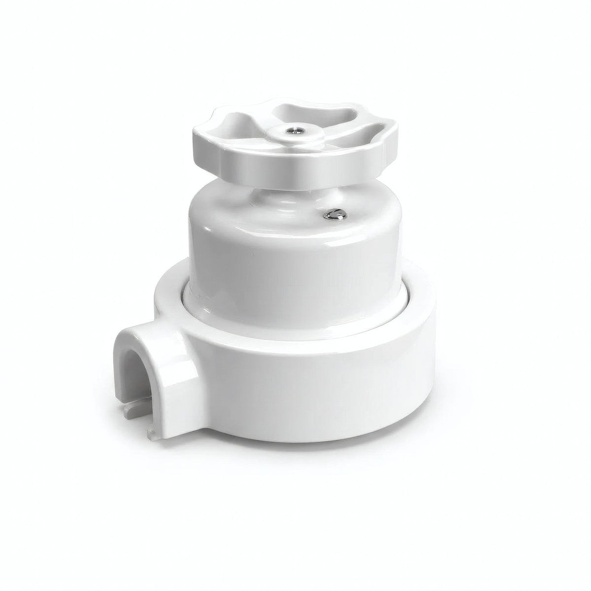 Kit deviatore in porcellana con manopola e base — Bianco / Bianco / 1 uscita