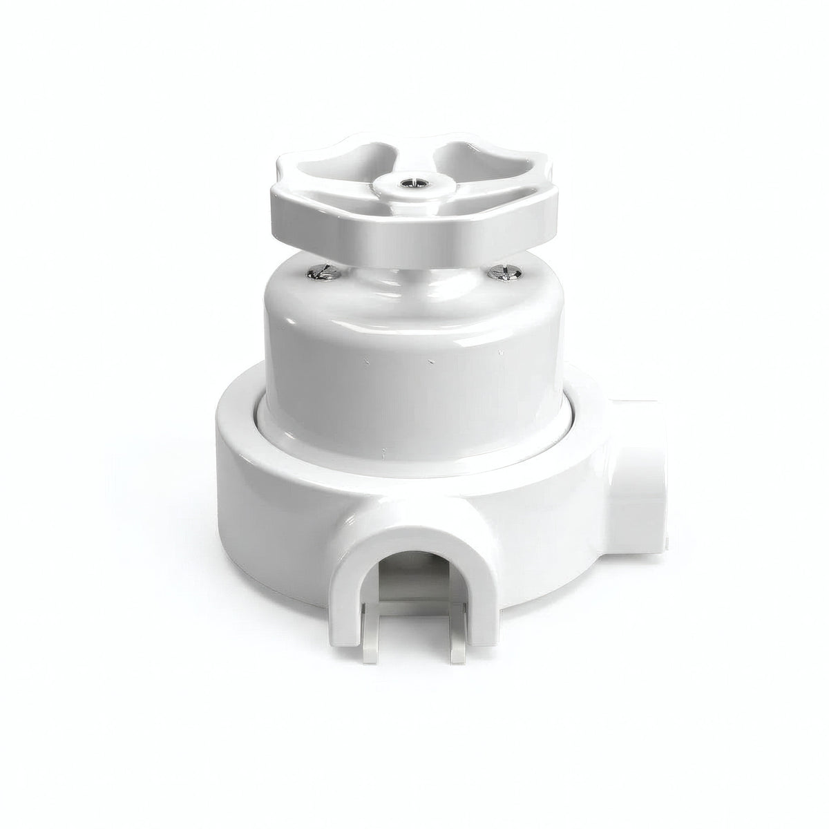 Kit deviatore in porcellana con manopola e base — Bianco / Bianco / 2 uscite