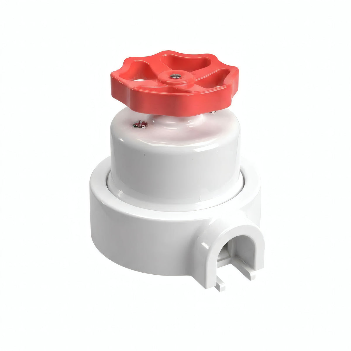 Kit deviatore in porcellana con manopola e base — Bianco / Rosso / 1 uscita