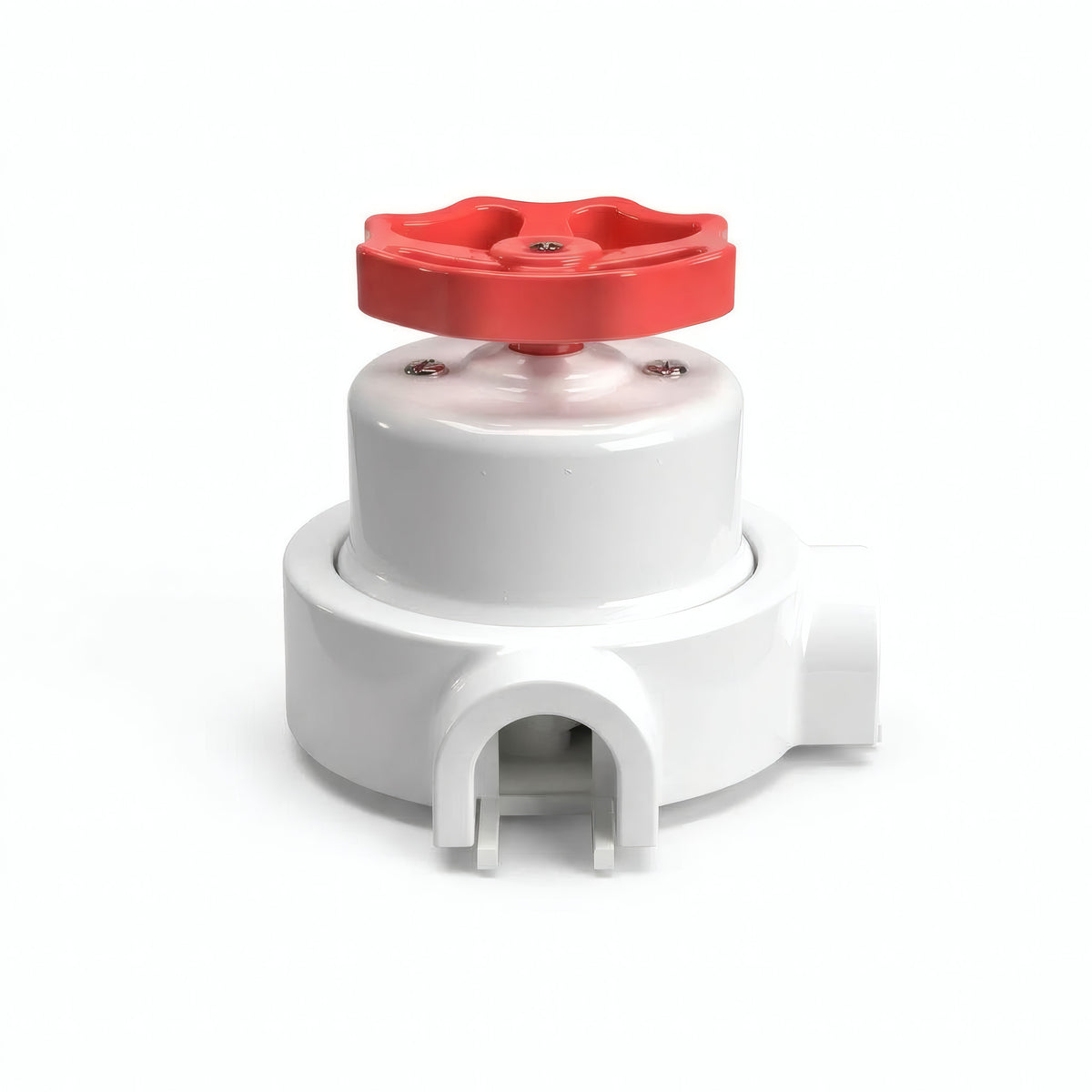Kit deviatore in porcellana con manopola e base — Bianco / Rosso / 2 uscite
