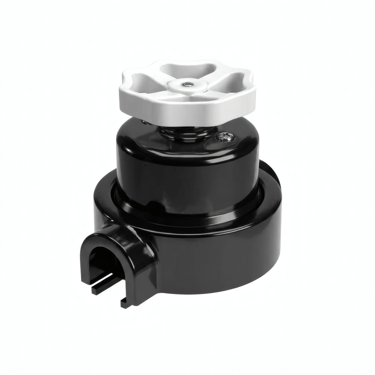 Kit deviatore in porcellana con manopola e base — Nero / Bianco / 1 uscita