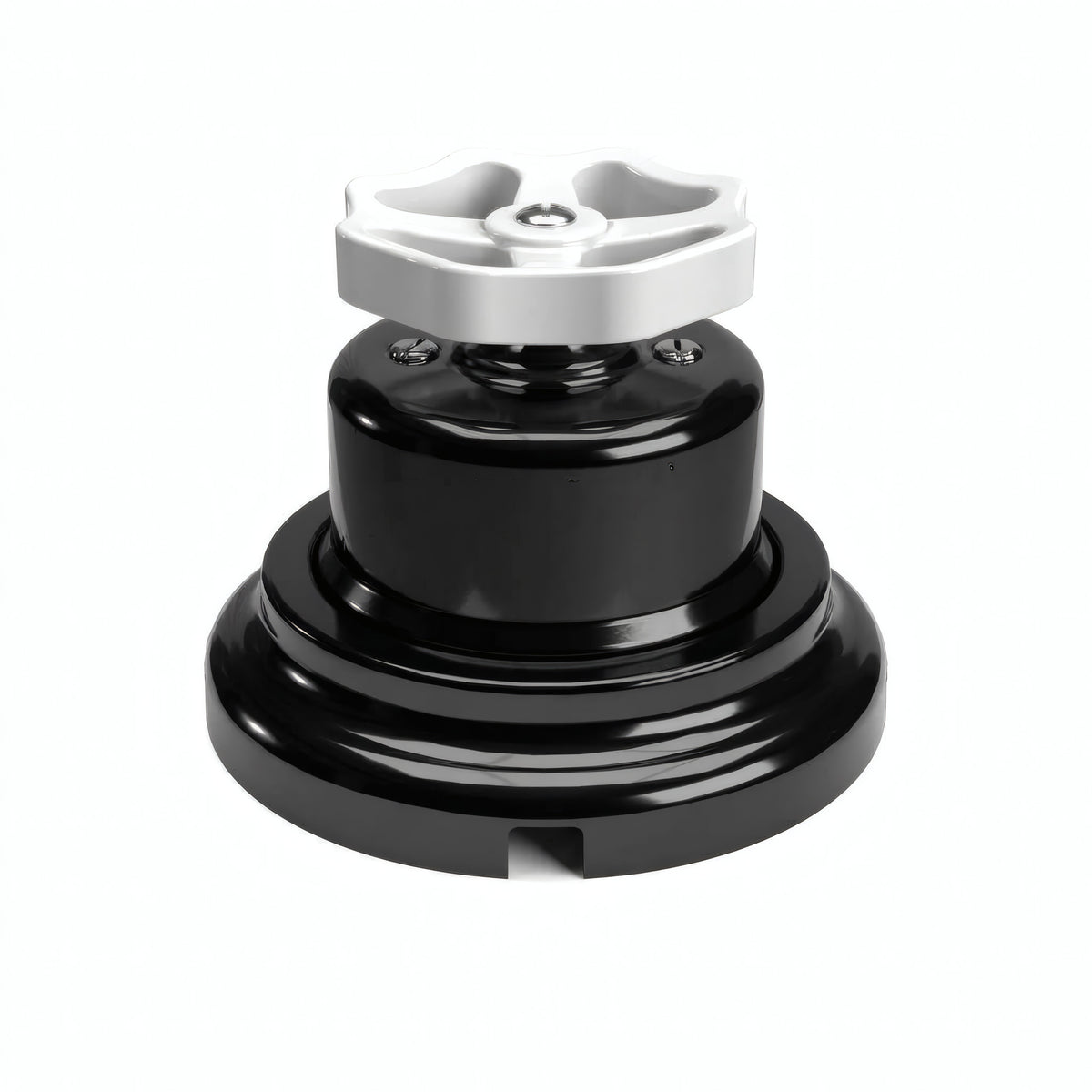 Kit deviatore in porcellana con manopola e base — Nero / Bianco / Piatta Ø 100 mm