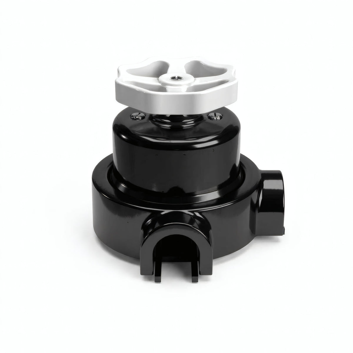 Kit deviatore in porcellana con manopola e base — Nero / Bianco / 2 uscite