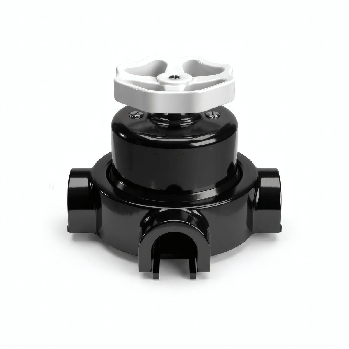 Kit deviatore in porcellana con manopola e base — Nero / Bianco / 3 uscite
