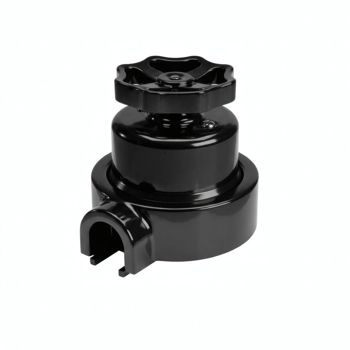 Kit deviatore in porcellana con manopola e base — Nero / Nero / 1 uscita