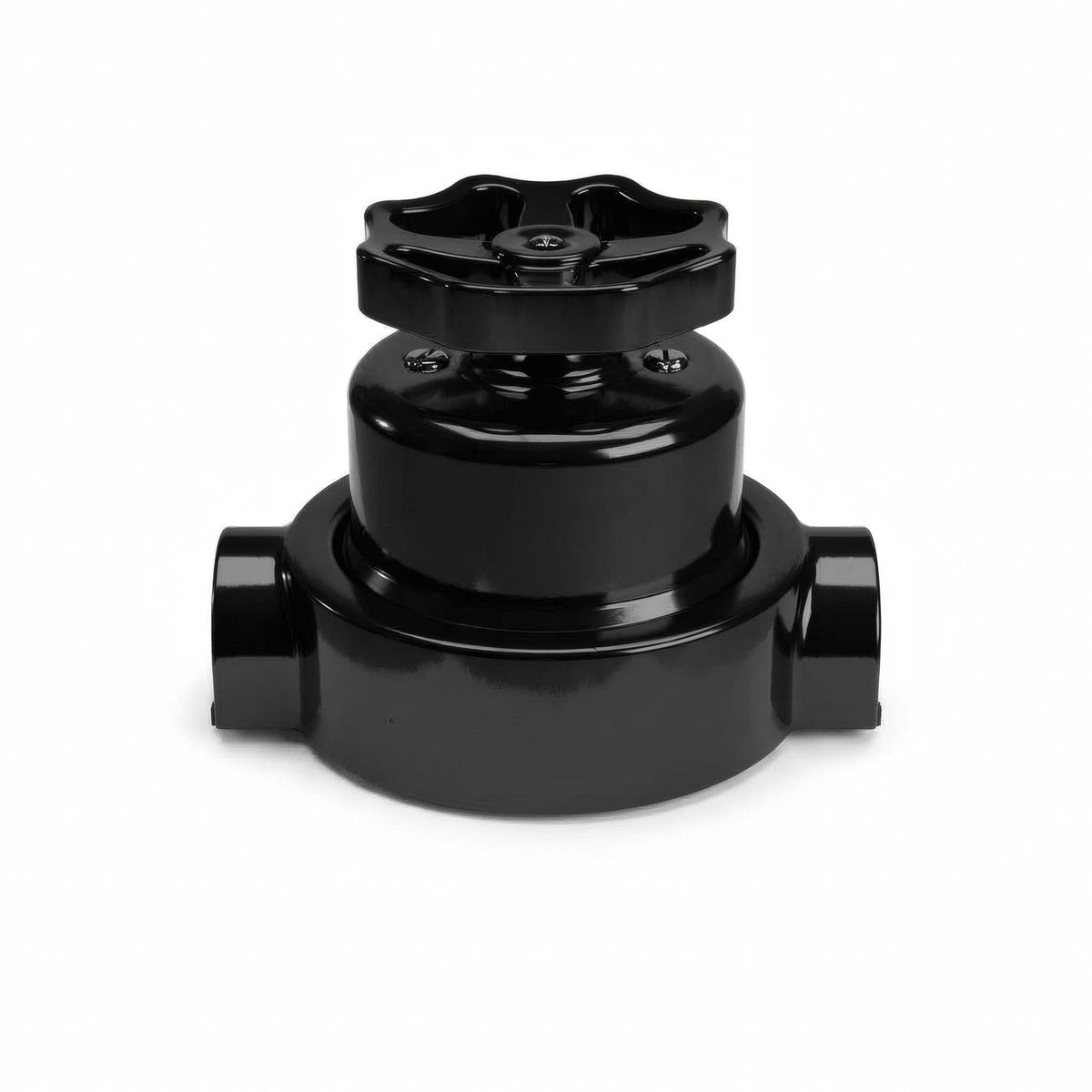 Kit deviatore in porcellana con manopola e base — Nero / Nero / 2 uscite in linea