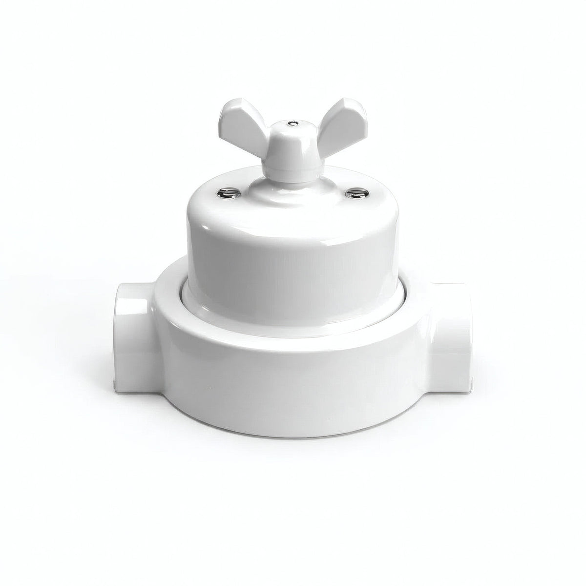 Kit deviatore in porcellana con galletto e base — Bianco / Bianco / 2 uscite in linea