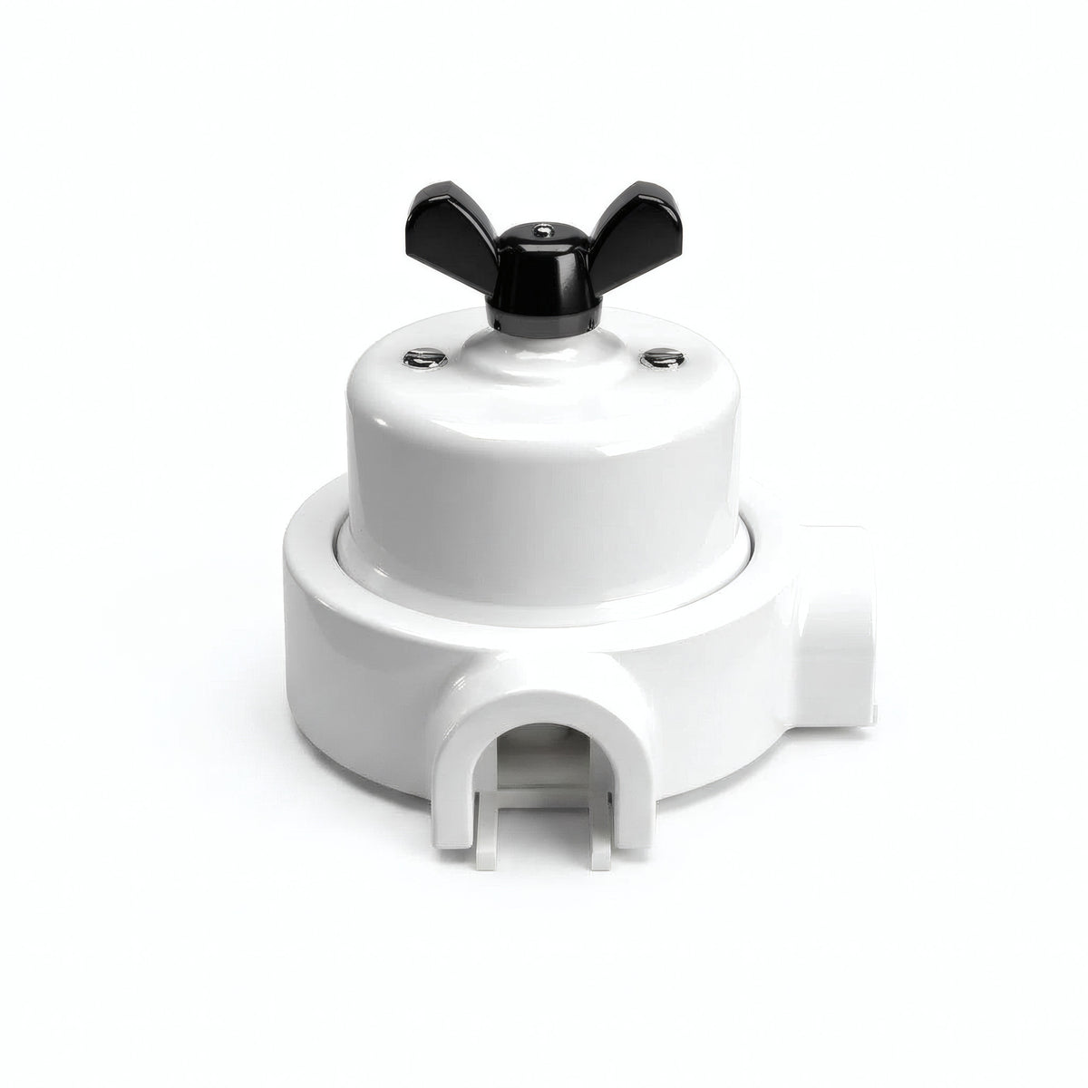 Kit deviatore in porcellana con galletto e base — Bianco / Nero / 2 uscite