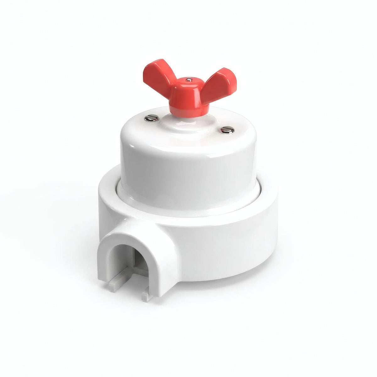 Kit deviatore in porcellana con galletto e base — Bianco / Rosso / 1 uscita