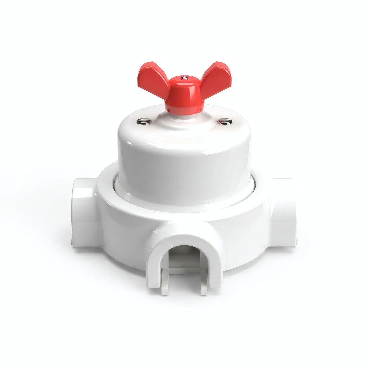 Kit deviatore in porcellana con galletto e base — Bianco / Rosso / 3 uscite