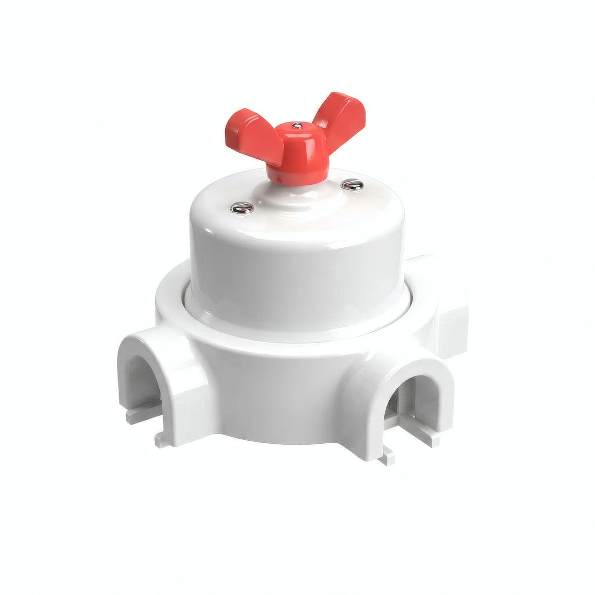 Kit deviatore in porcellana con galletto e base — Bianco / Rosso / 3 uscite