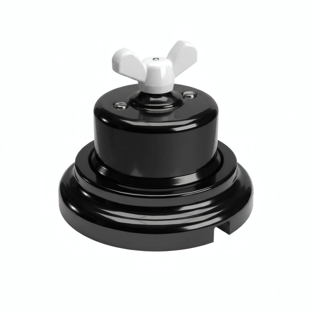 Kit deviatore in porcellana con galletto e base — Nero / Bianco / Piatta Ø 100 mm