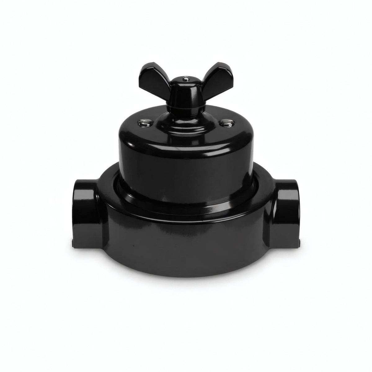 Kit deviatore in porcellana con galletto e base — Nero / Nero / 2 uscite in linea