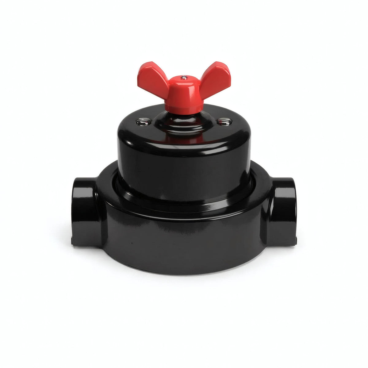 Kit deviatore in porcellana con galletto e base — Nero / Rosso / 2 uscite in linea