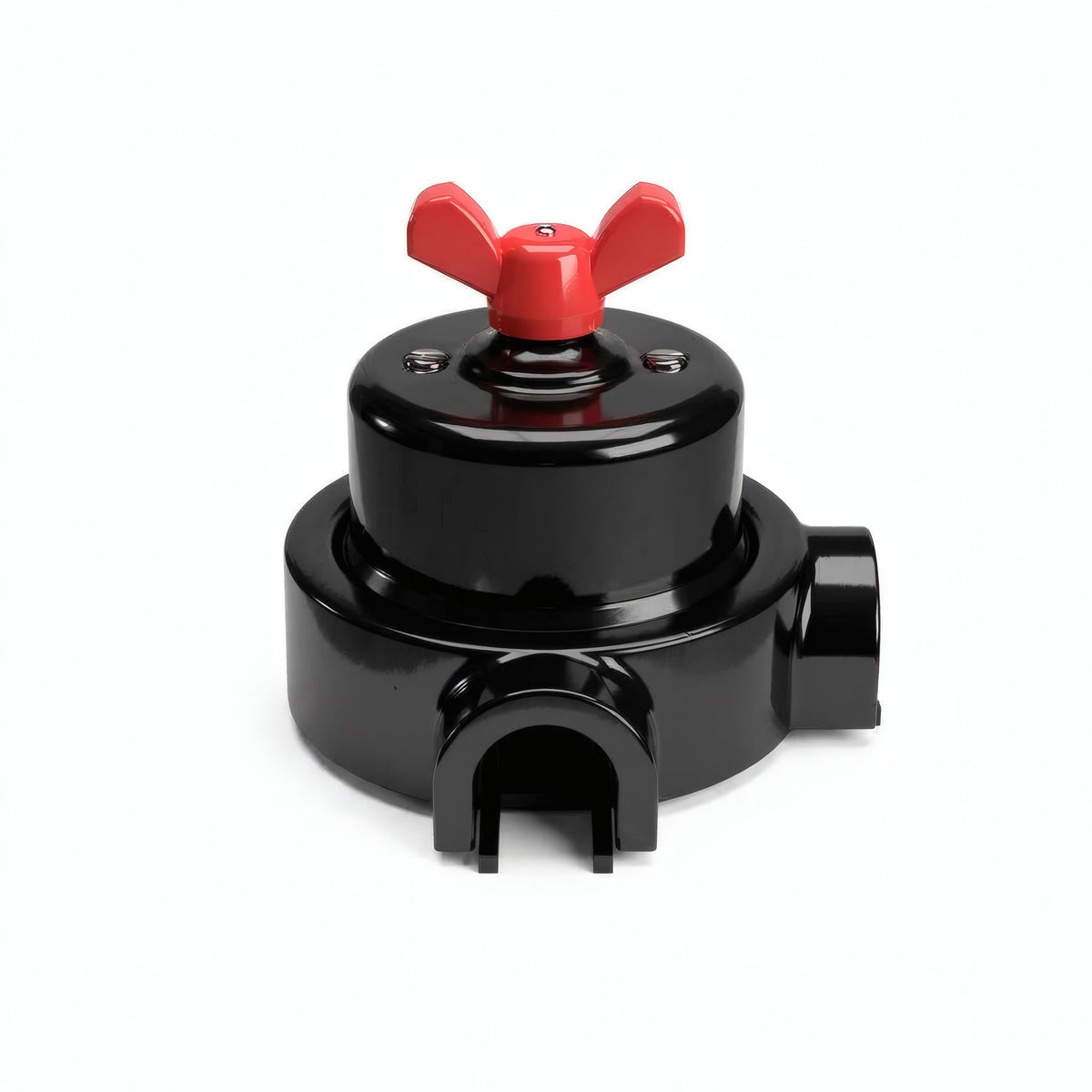 Kit deviatore in porcellana con galletto e base — Nero / Rosso / 2 uscite