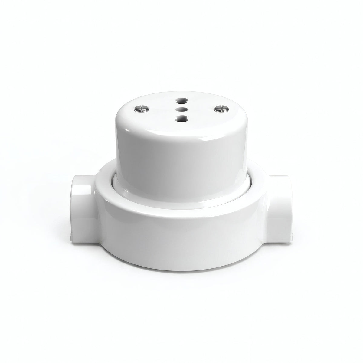 Kit presa a parete e base in porcellana — Italiana 2P+T 10/16 A / Bianco / 2 uscite in linea