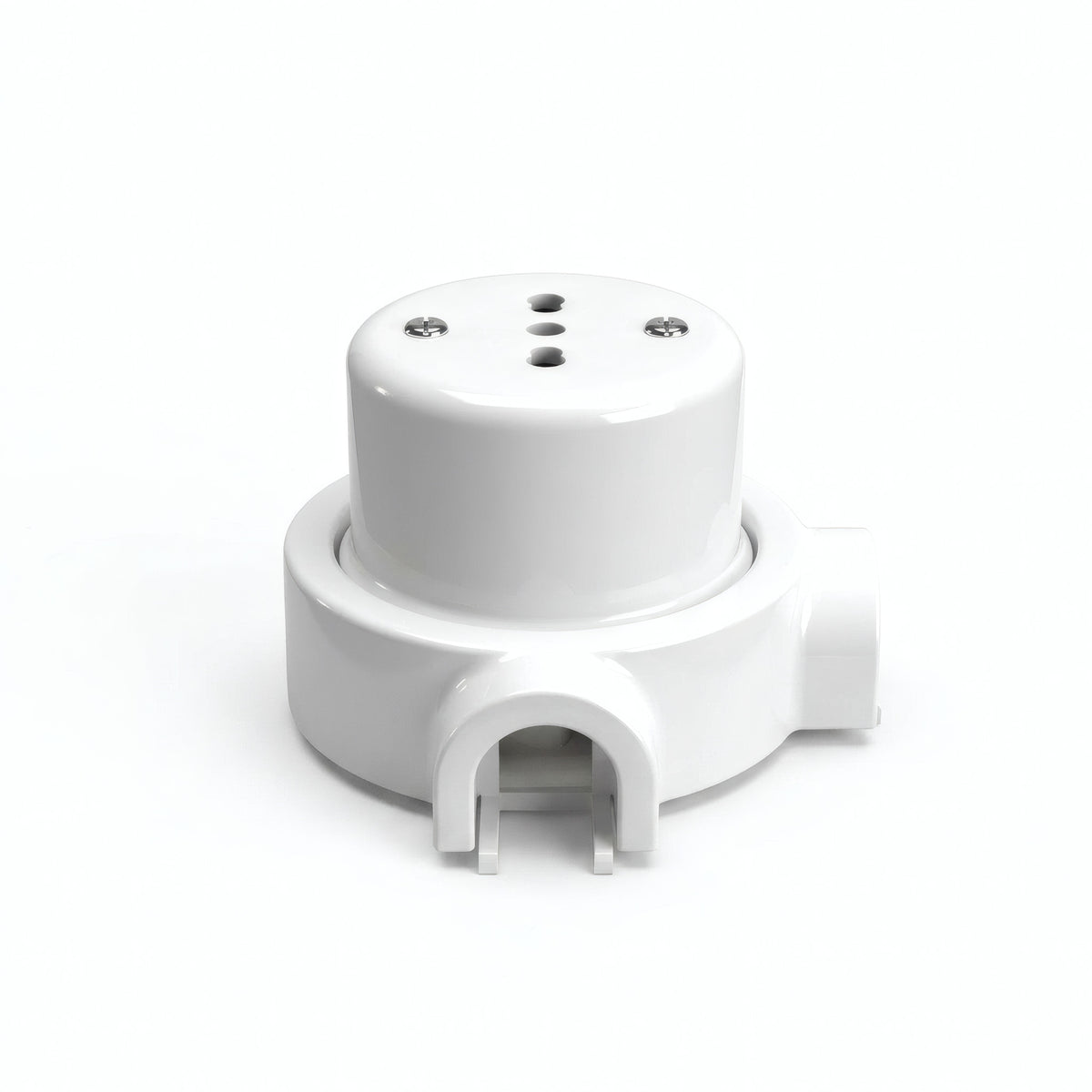 Kit presa a parete e base in porcellana — Italiana 2P+T 10/16 A / Bianco / 2 uscite