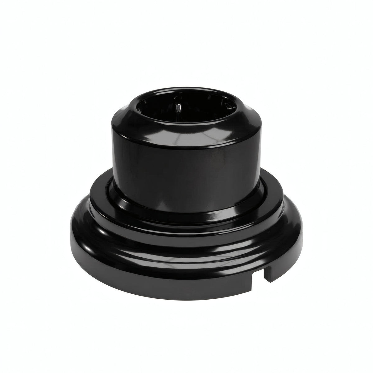 Kit presa a parete e base in porcellana — Schuko 2P+T 16 A / Nero / Piatta Ø 100 mm