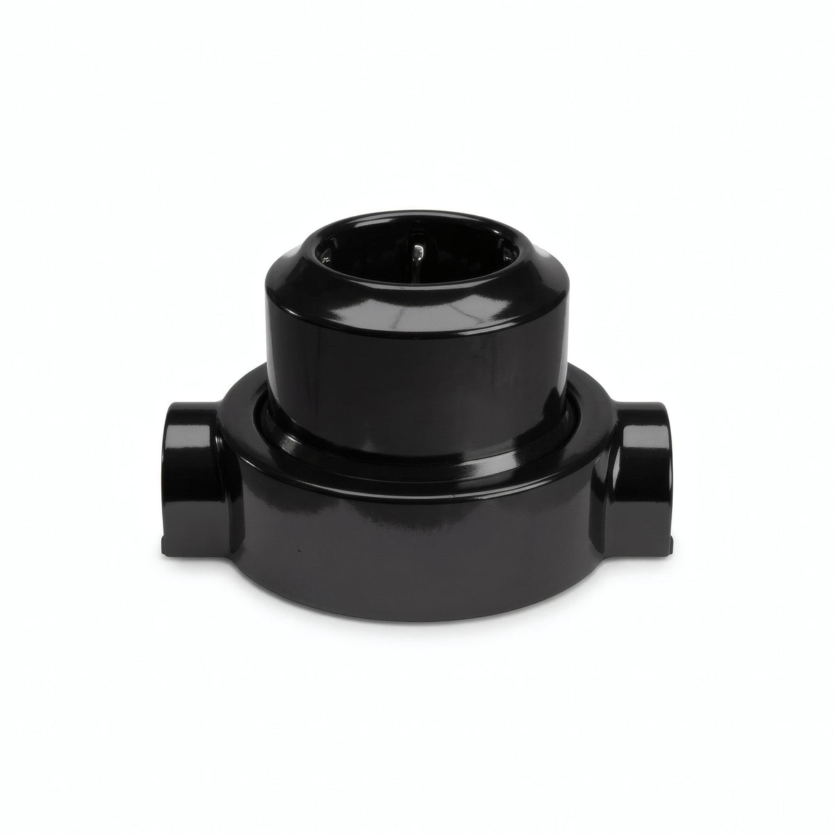 Kit presa a parete e base in porcellana — Schuko 2P+T 16 A / Nero / 2 uscite in linea