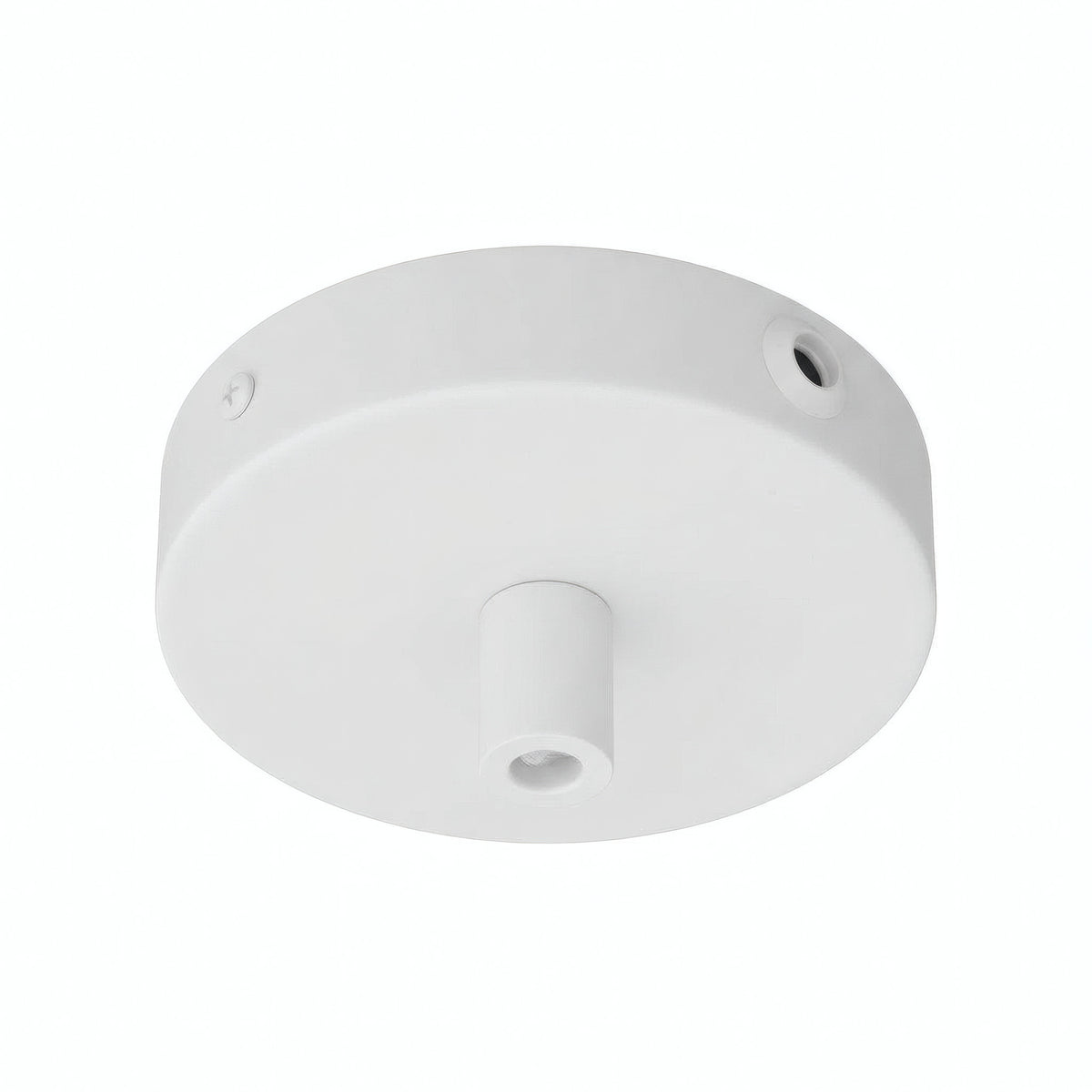 Mini rosone cilindrico in metallo, Ø 83 mm — 1 foro centrale e 2 laterali / Cilindrico in metallo / Bianco opaco