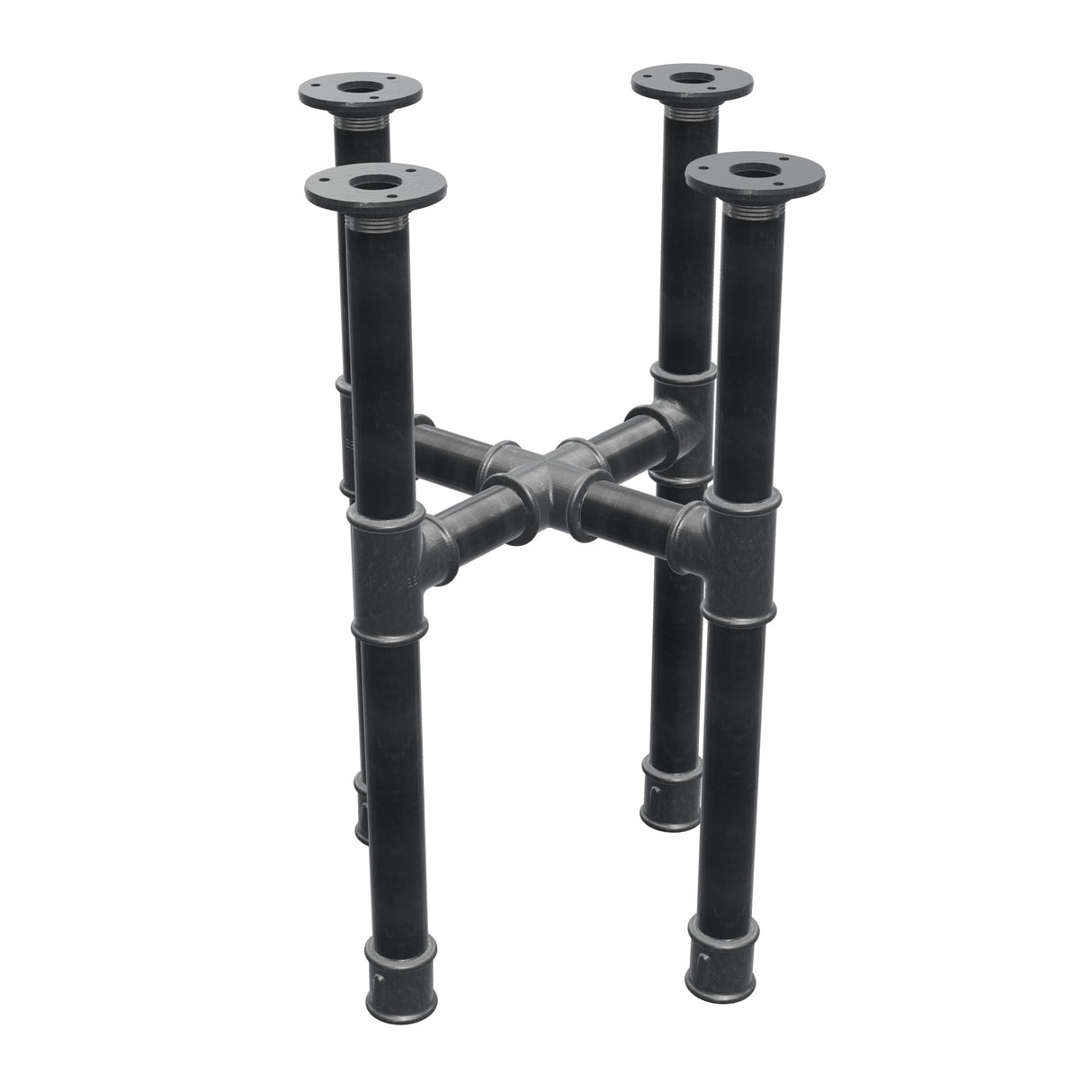 Base per tavolino, gambe a croce, ghisa e acciaio Ø 34 mm, 36 × 36 cm, altezza 52 cm