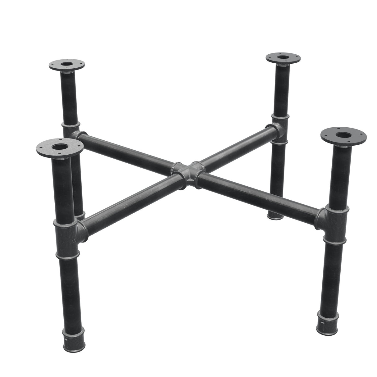 Base per tavolino, gambe a croce, ghisa e acciaio Ø 42 mm, 101 × 101 cm, altezza 54 cm