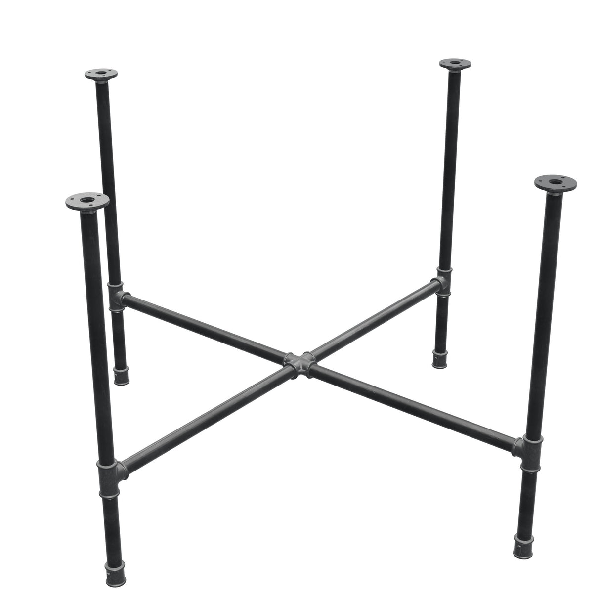 Base per tavolo da pranzo, gambe a croce, ghisa e acciaio Ø 27 mm, 115 × 115 cm, altezza 74 cm