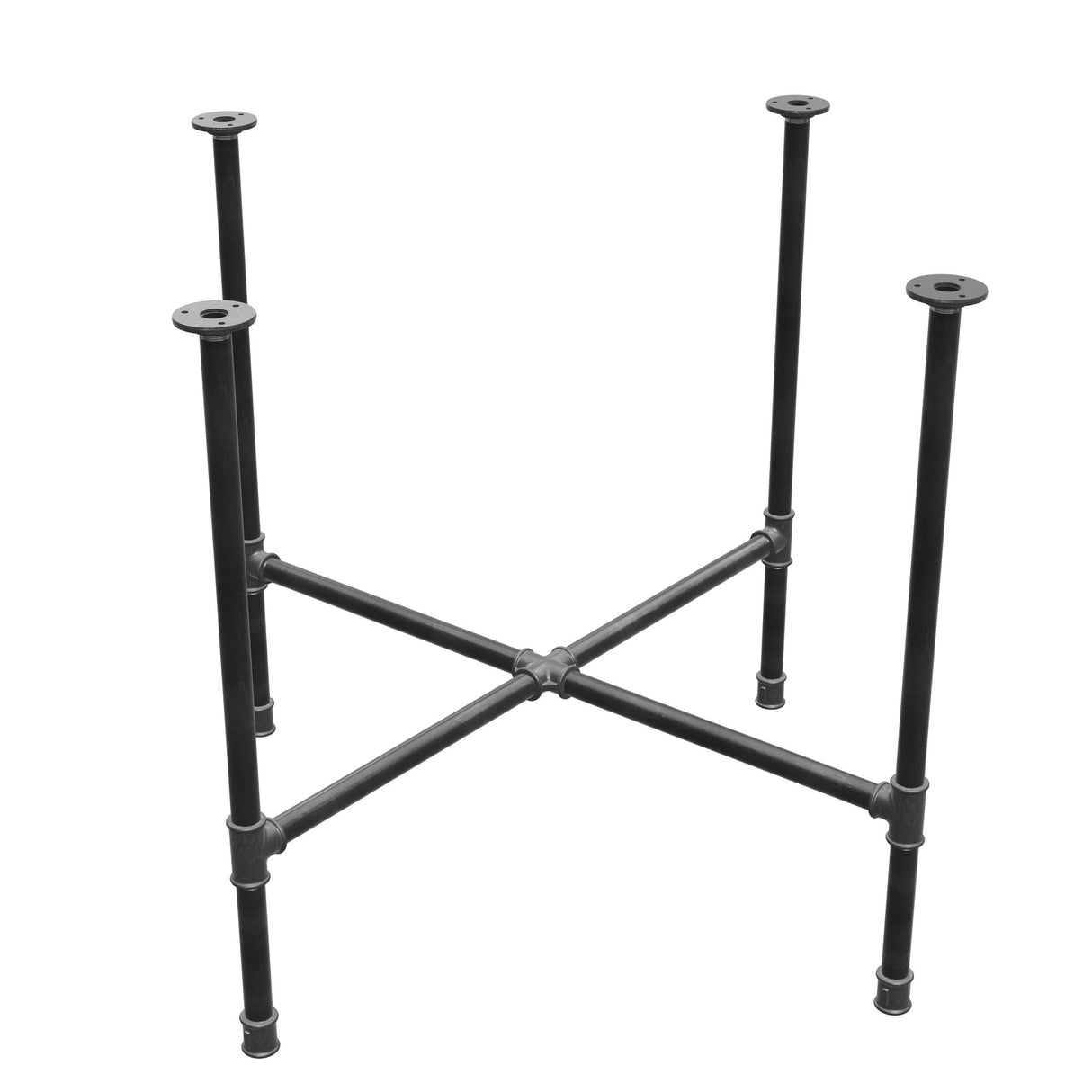 Base per tavolo da pranzo, gambe a croce, ghisa e acciaio Ø 27 mm, 95 × 95 cm, altezza 74 cm