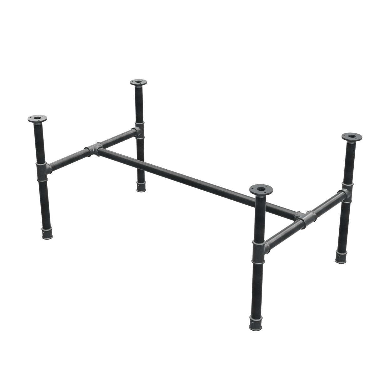 Base per tavolino, struttura a H, ghisa e acciaio Ø 34 mm, 112 × 66 cm, altezza 52 cm